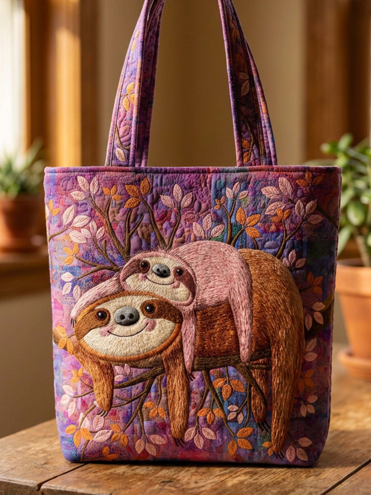 Sloth Mother'S Day Quilted Tote Bag