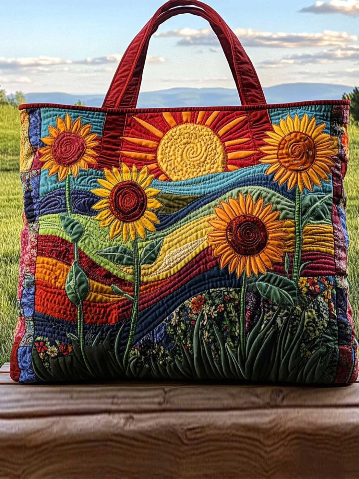 Fields of Joy  Quilted Tote Bag