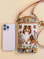 Sheepdog Shetland Sheepdog Quilted Slim Phone Crossbody Bag