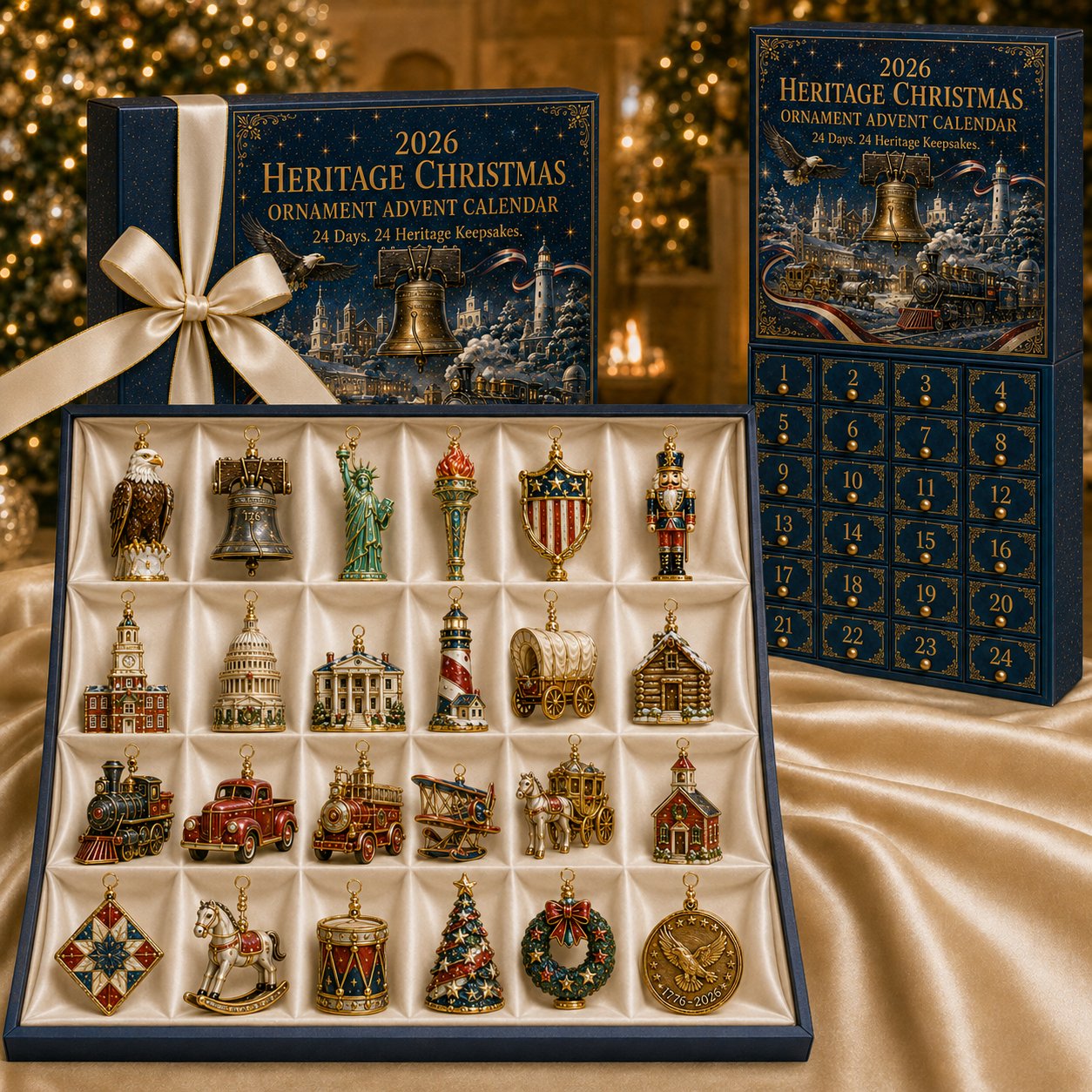 America 250th Anniversary Commemorative Edition: Traditional Nativity Scene And Christmas Countdown Calendar(2D Acrylic Flat)