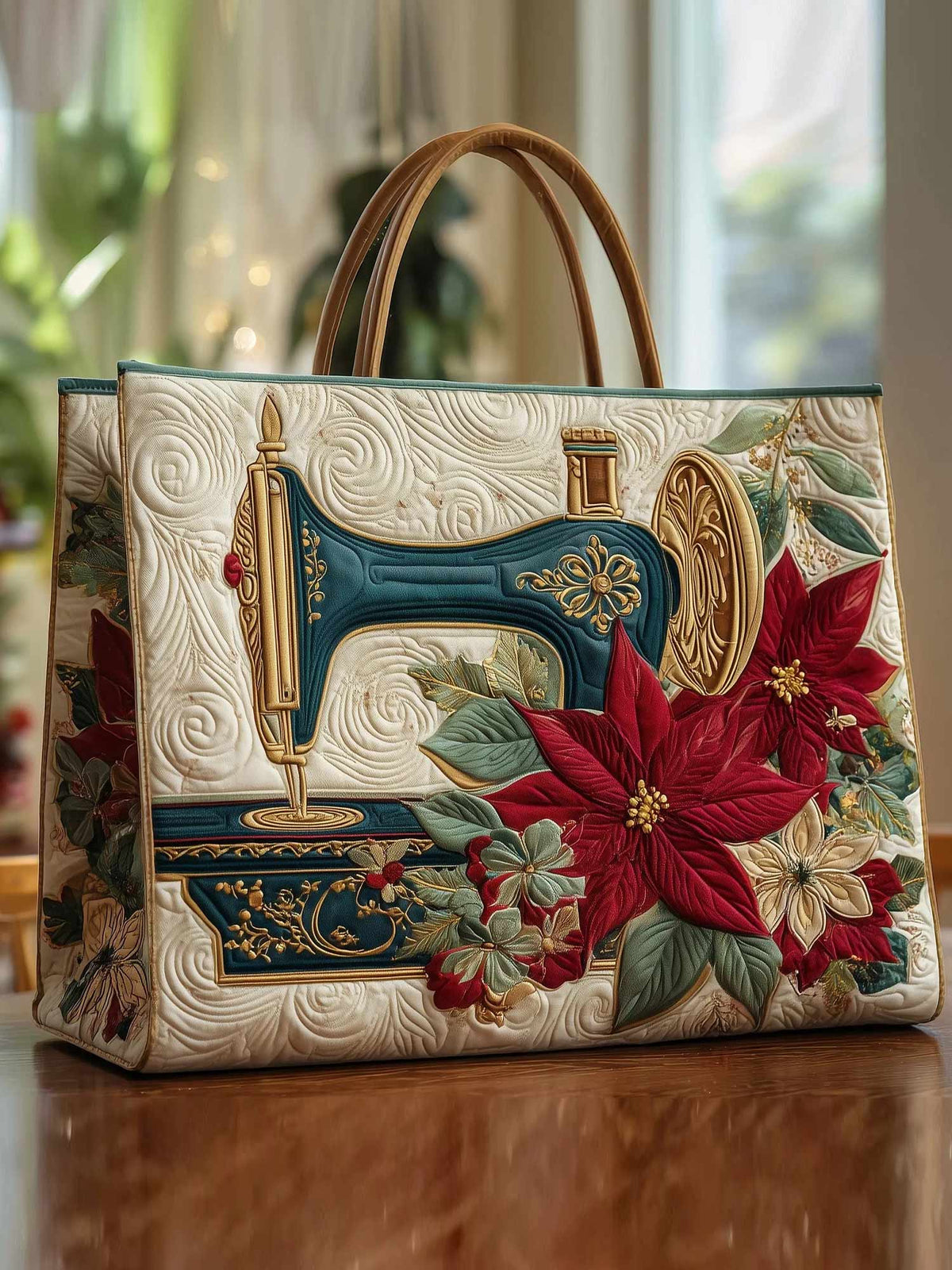 Sewing Machine Quilted Tote Bag