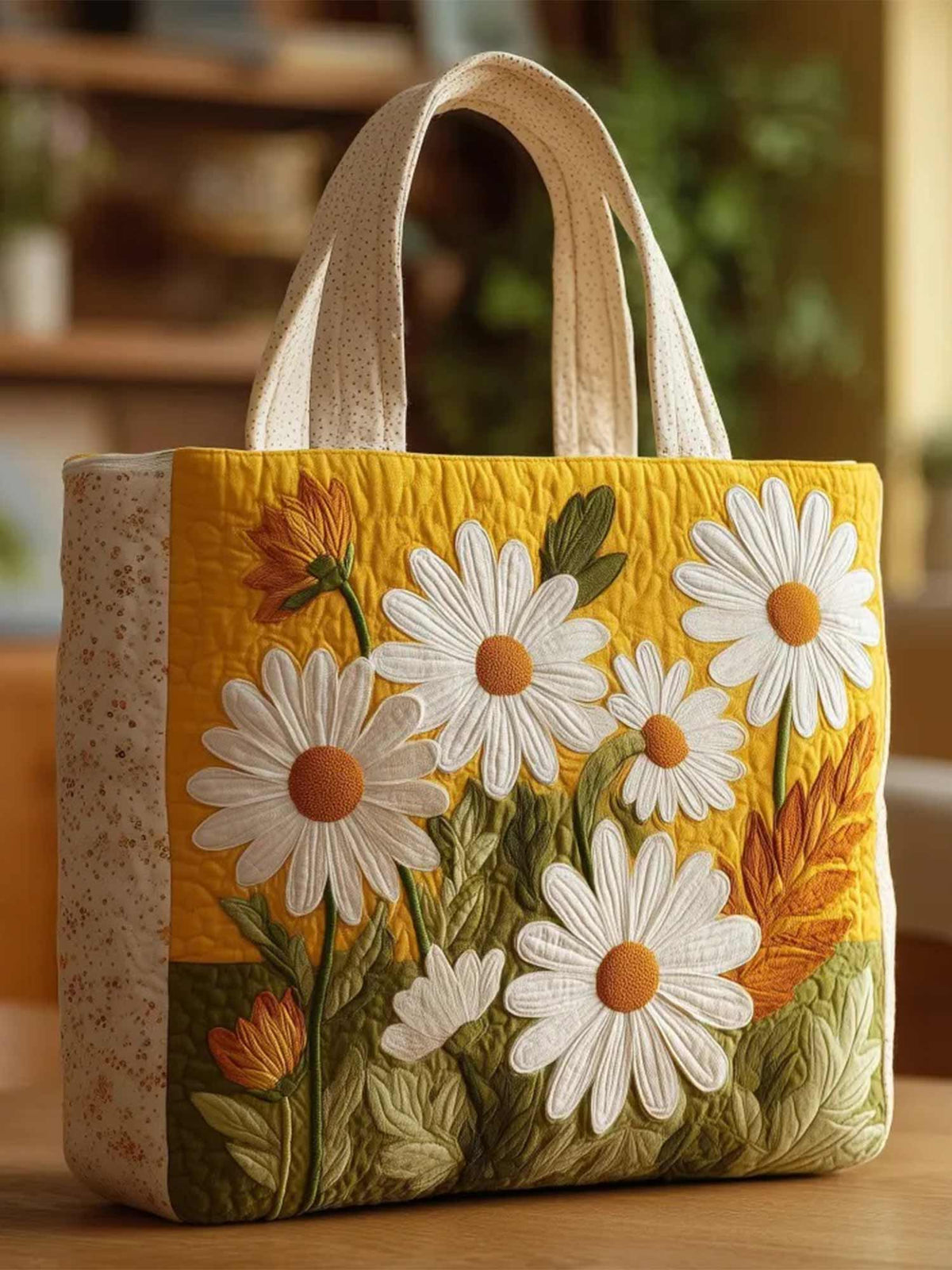 Wild Flower Quilted Tote Bag