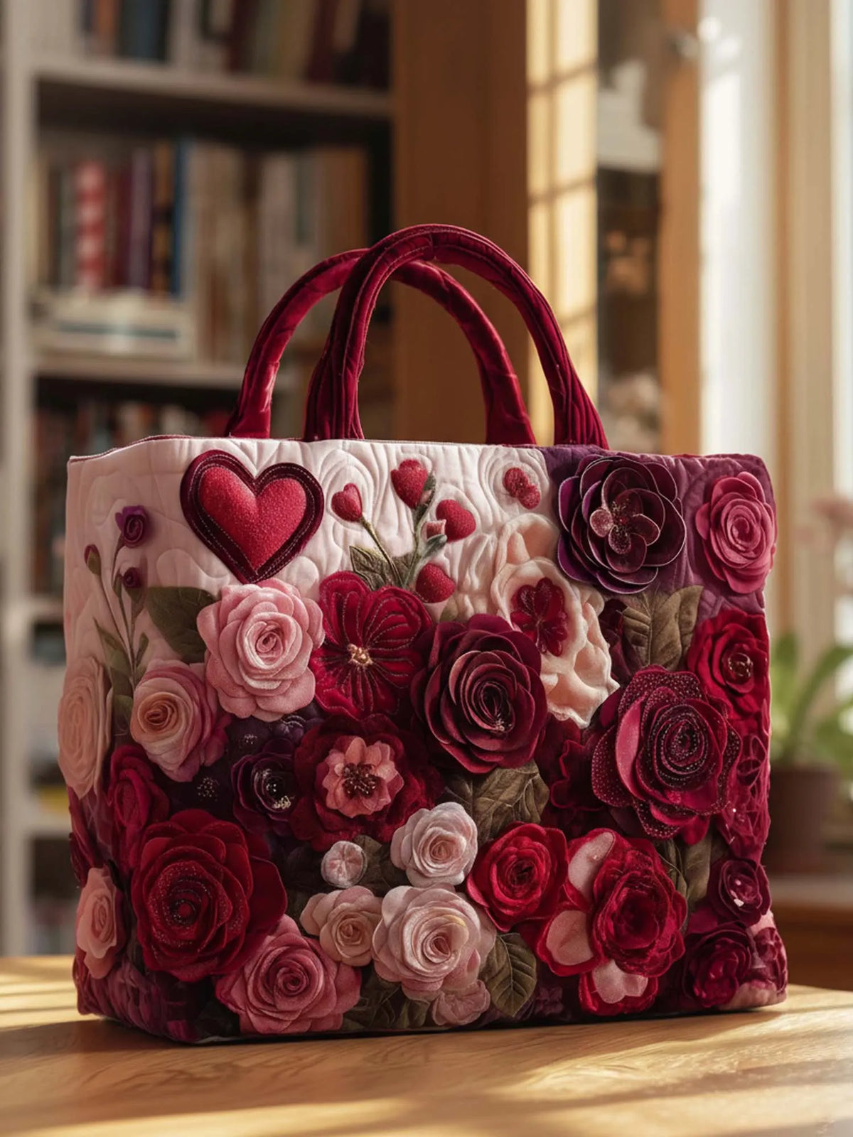 Love Rose Quilted Tote Bag