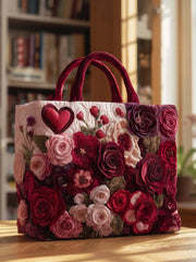 Love Rose Quilted Tote Bag
