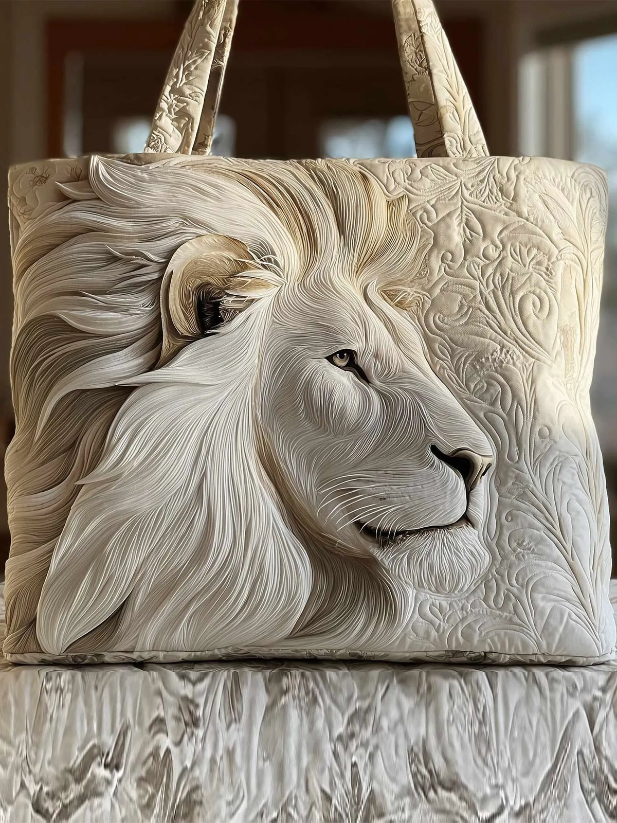 Majestic Lion Quilted Tote Bag